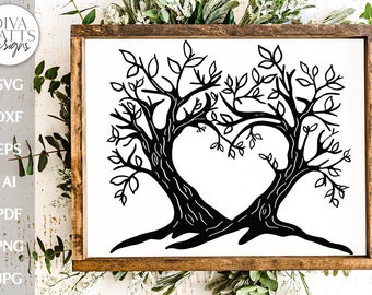 Tree With Heart SVG For Sign Silhouette Of Tree SVG For Family Tree svg Heart Tree Of Love Family Sign SVG Tree Silhouette svg Original Art