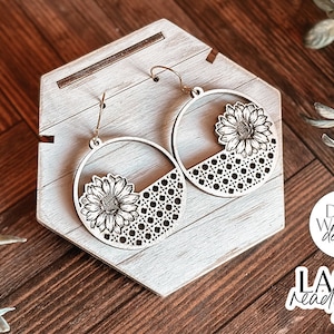 Boho Rattan Sunflower Earrings SVG | Glowforge Laser File