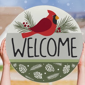 Welcome SVG Cardinal Door Hanger SVG Christmas Cardinal SVG Christmas Cardinal Sign svg Red Cardinal Door Hanger Winter Cardinal svg