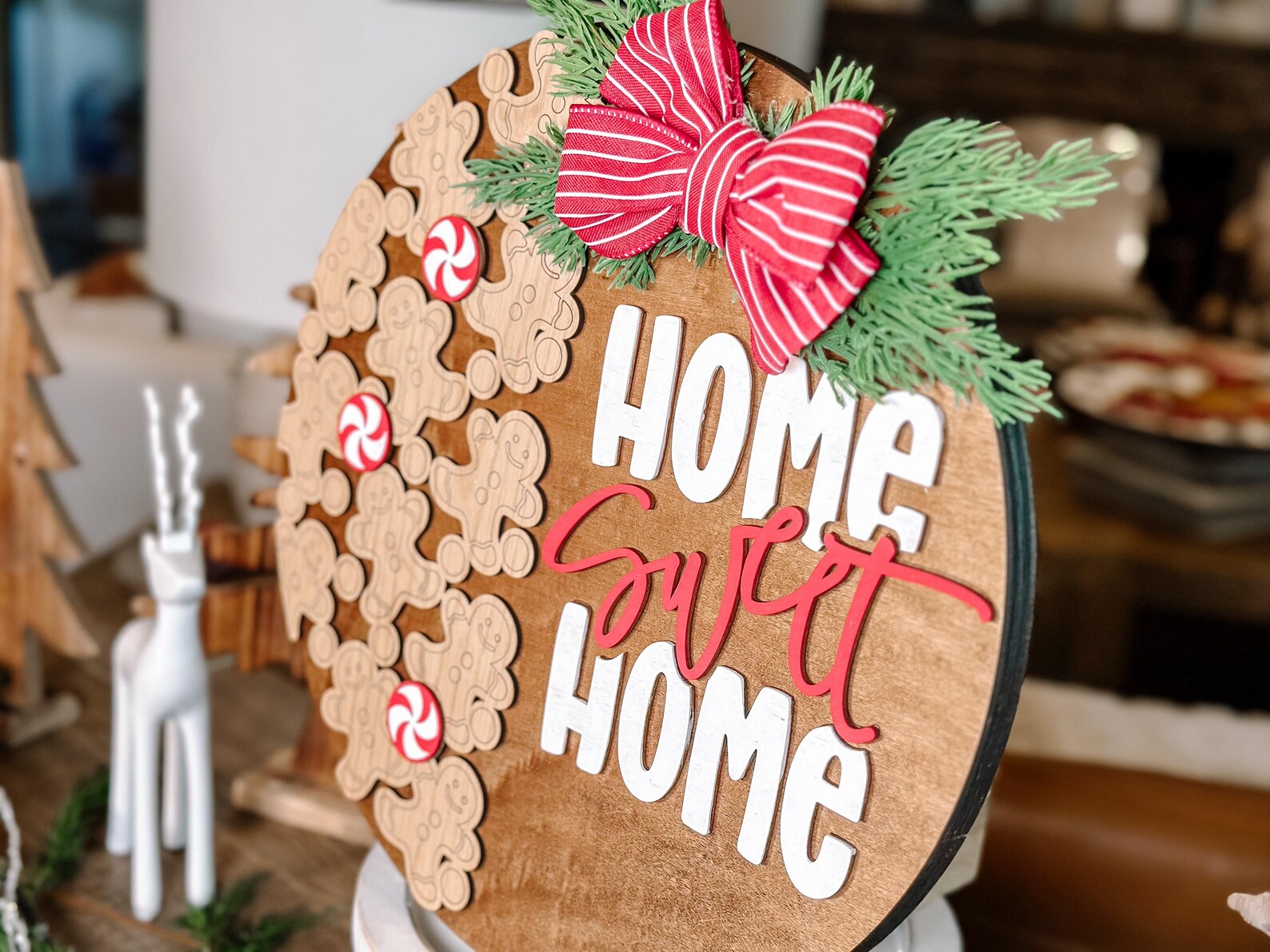Home Sweet Home Gingerbread Men SVG Laser Cut File – Christmas Round ...