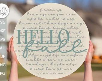 Hello Fall SVG Door Hanger svg Fall Door Hanger svg Fall Welcome svg Hello Fall Sign svg Fall Sign SVG Fall Cut File Hello Fall Sign SVG