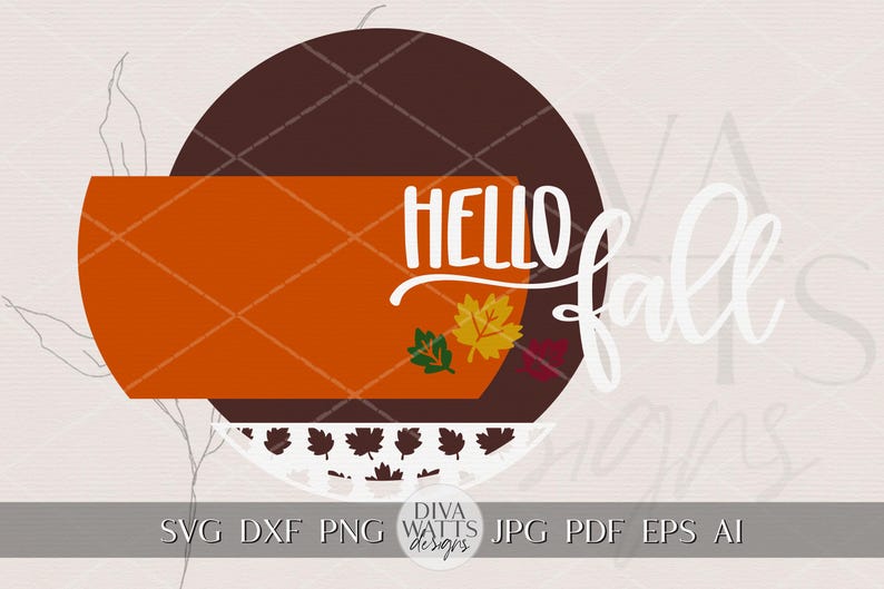 Hello Fall Round Door Hanger SVG File | Autumn Porch Sign Laser Cut ...