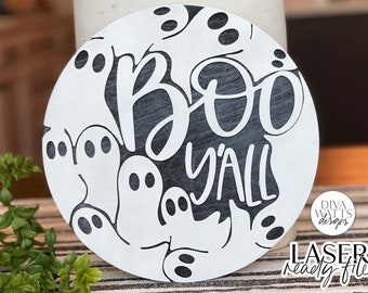 Boo Y'all Glowforge SVG | Halloween Laser Cut File
