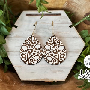 Hockey Leopard Print Drop Earrings Glowforge SVG | Sports Earring Design