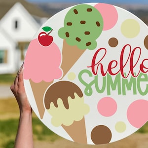 Hello Summer SVG | Ice Cream Cone Door Hanger Design