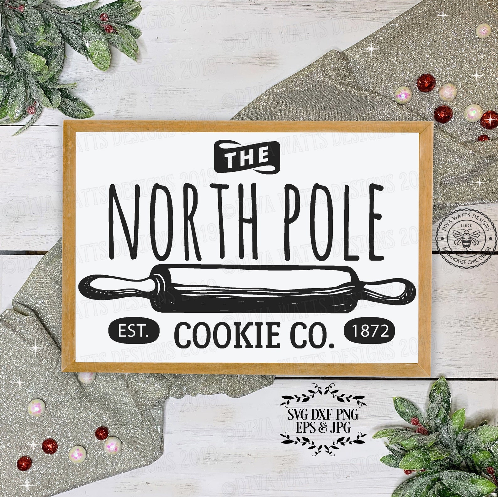 SVG North Pole Cookie Co Bakery Christmas Sign Cutting | Etsy
