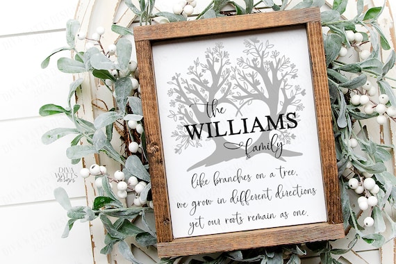 SVG | Like Branches On A Tree | Vertical Farmhouse Sign | Family Last Name | Customize | PNG EPS jpg pdf | Our Roots Remain As One |