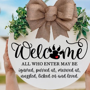 Welcome SVG | Cat Lover&#39;s Design Funny Feline Sign With Cat Claws & Paw