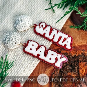 Brincos de Papai Noel em camadas SVG - Christmas Glowforge SVG, Xtool SVG, Design de brinco SVG para artesanato!