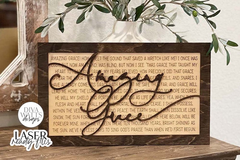 Amazing Grace Laser SVG Glowforge Ready Design image 1