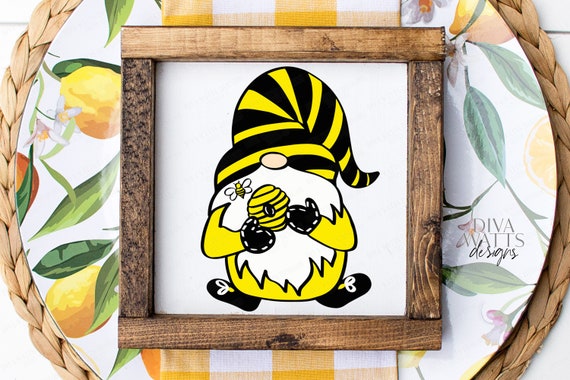 Svg Bumble Bee Gnome Cutting File Artwork Buzz Honey Etsy