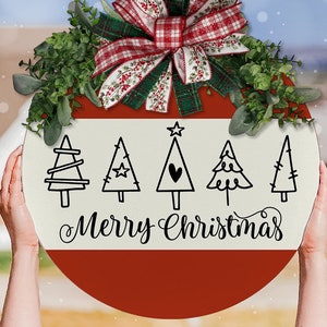 Merry Christmas SVG Christmas Trees SVG Christmas Door Hanger svg Farmhouse Christmas svg Rustic Christmas svg Tree SVG Christmas Tree Sign