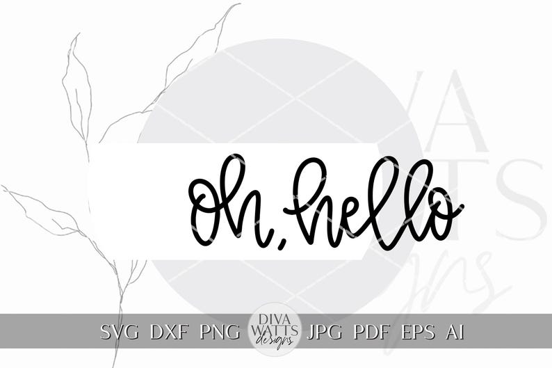Oh Hello Round Door Hanger SVG Laser Cut File, Welcome Sign SVG With ...