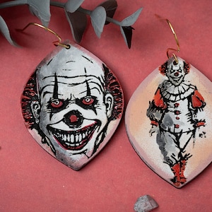 Creepy Clown Earrings SVG For Laser Earrings With Clown for Halloween Earrings For Glowforge Clown Earrings SVG Halloween Clown svg Earrings