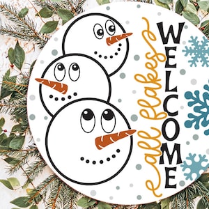 All Flakes Welcome Stacked Snowmen SVG | Snowman Winter Design