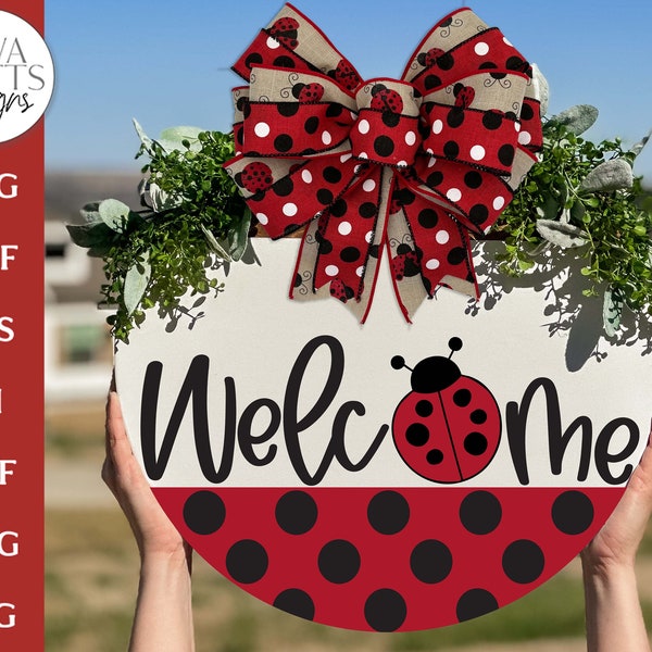 Welcome SVG | Spring Ladybug Round Design