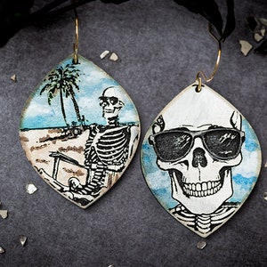 Skeleton With Sunglasses Earrings SVG For Laser Earrings With Skeleton for Halloween Earrings For Glowforge Vacation Skeleton Earrings svg