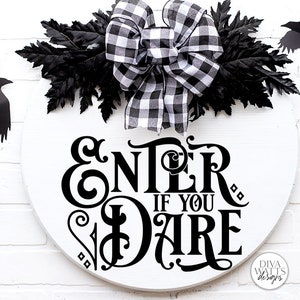 Participez si vous l'osez SVG | Conception d'enseigne ronde Halloween