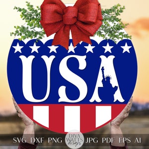 EUA svg Memorial Day svg 4 de julho SVG Bem-vindo SVG Dia da Independência svg Memorial Day Door Hanger svg Estátua da Liberdade svg