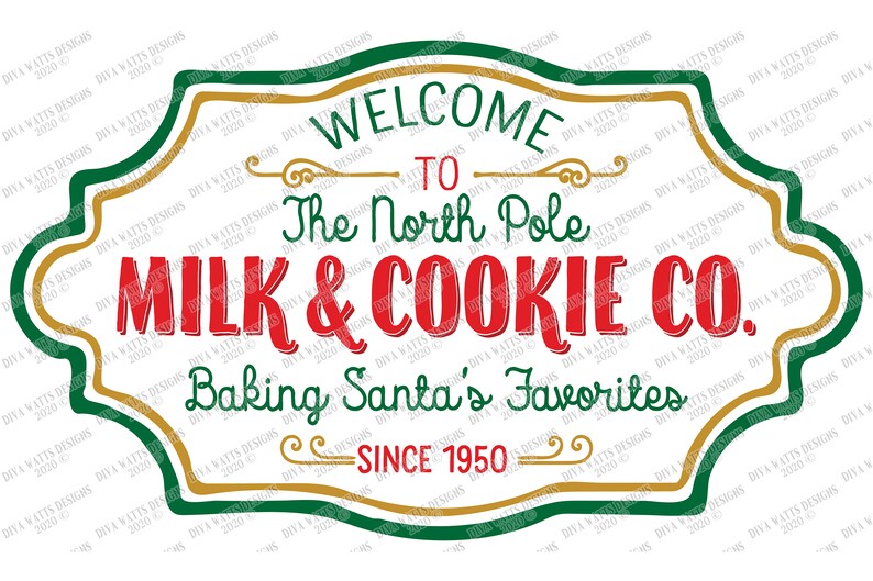 SVG the North Pole Milk & Cookie Co. Cutting File Etsy