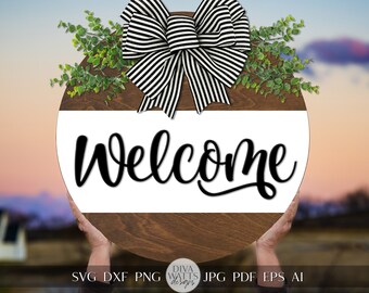 Bienvenido SVG Letrero de bienvenida svg Letrero de bienvenida SVG Colgador de puerta simple svg Colgador de puerta simple svg Bienvenido simple svg Svg simple para hacer letreros svg Cricut svg