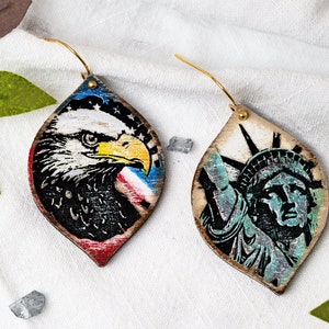 Liberty 4th Of July Earrings SVG Glowforge Earrings With Statue Of Liberty Earrings Eagle SVG for Glowforge Laser Patriotic Earrings SVG