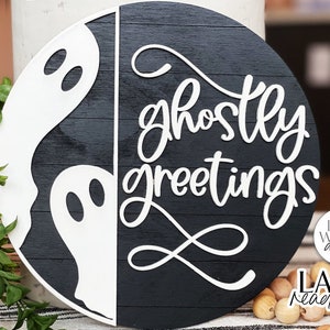 Ghostly Greetings Glowforge SVG | Halloween Laser File