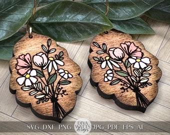 Floral Bouquet Earrings SVG Flower Earrings SVG Laser Earrings svg Glowforge Flower Earrings svg Floral Laser Earring svg Flower Jewelry svg