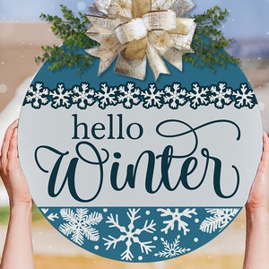 Hello Winter SVG Door Hanger SVG Winter Door Hanger svg Christmas Door Hanger svg Christmas Sign svg Winter Sign SVG Winter Snowflakes svg