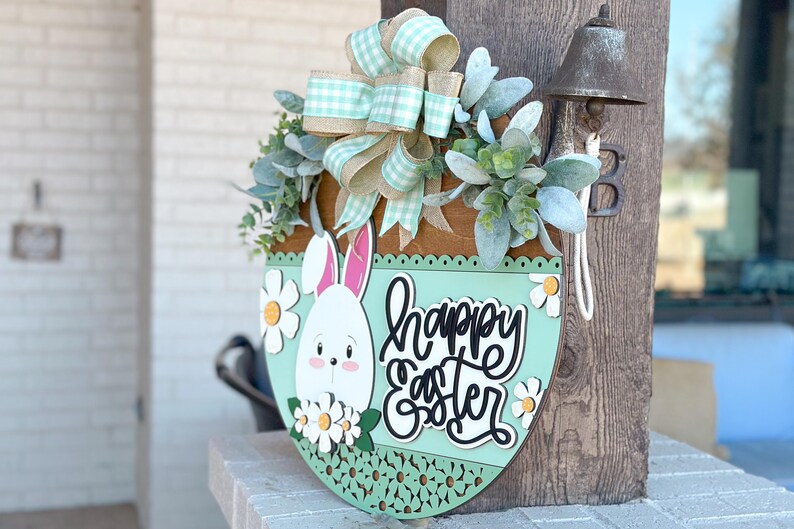 Happy Easter Bunny Door Hanger SVG, Laser Cut File, 3D Layered Easter ...
