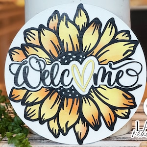 Welcome Sunflower Glowforge SVG | Laser Cut File