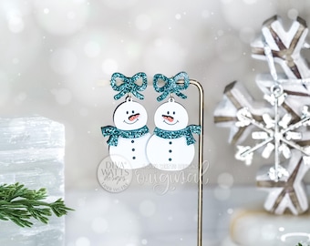 Snowman Earrings SVG | Winter Laser Cut Earring File for Glowforge xTool | Christmas Dangle Jewelry Design for Acrylic or Wood