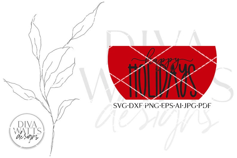 Peut inclure: Cercle rouge avec le texte "Happy Holidays" en lettres noires.  SVG-DXF-PNG-EPS-AI-JPG-PDF designs.