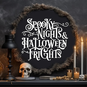 Spooky Nights SVG For Halloween Gothic Sign SVG Halloween Frights SVG For Halloween Door Hanger Sign svg for Fall Spooky Sign Gothic svg