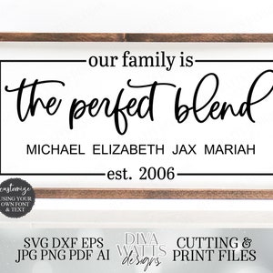 Our Family Is The Perfect Blend | Customize With Your Font and Text | Cutting Files and Printables | SVG DXF JPG | Blended Family Design
