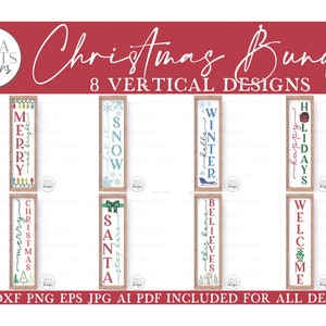Vertical Christmas SVG Bundle Winter Porch Sign Makers Bundle image 1