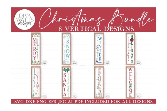 Vertical Christmas Porch Sign SVG Bundle 