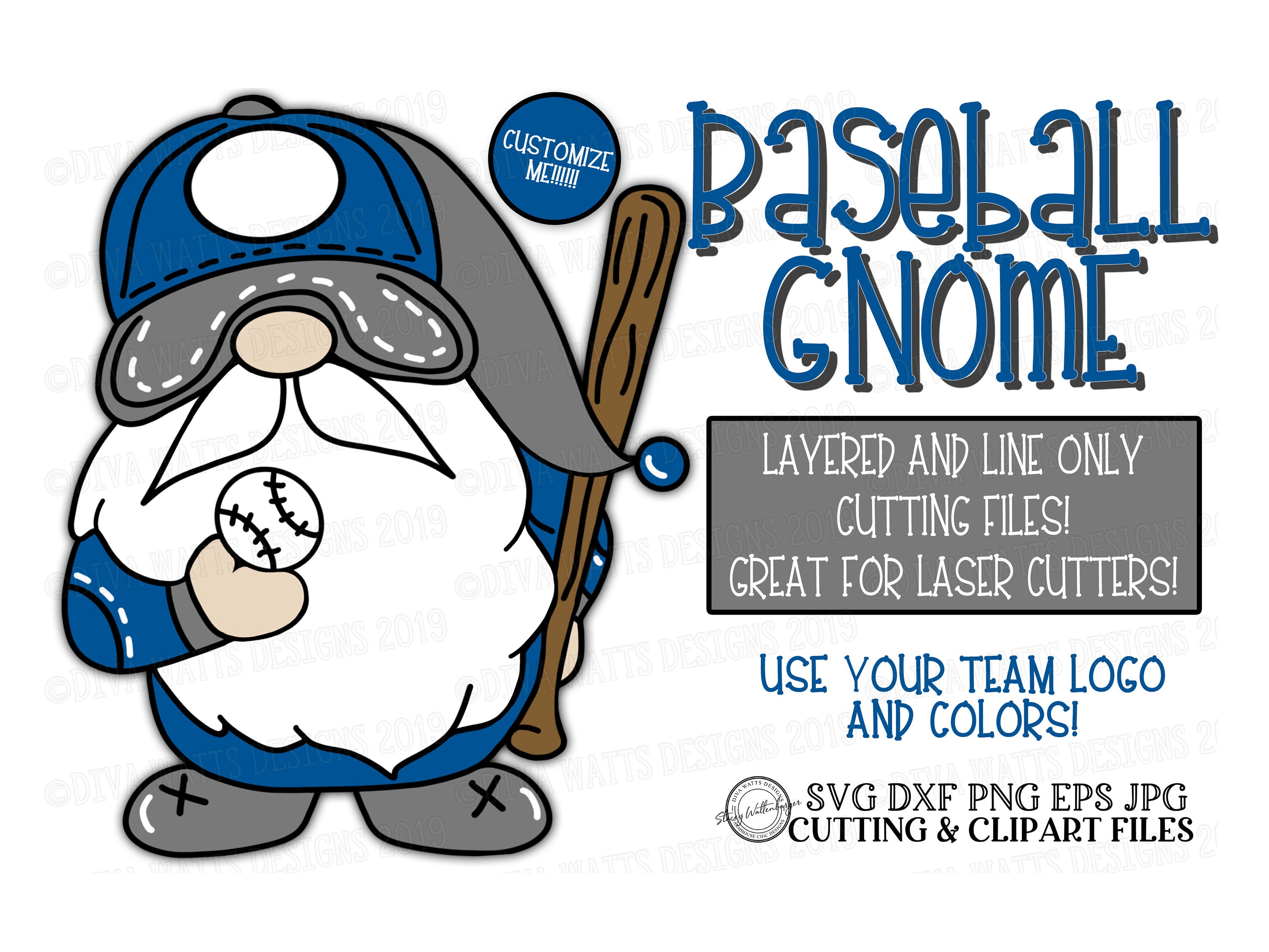 SVG Baseball Gnome | Cutting File | Customize With Your Team