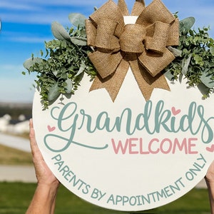 Funny Grandkids Welcome Parents By Appointment Door Hanger SVG for Welcome Sign | Humor Design