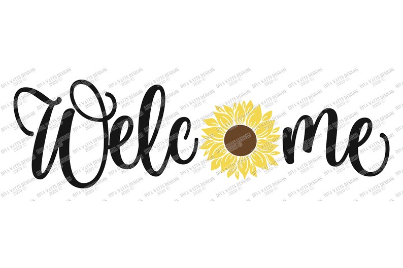 SVG Welcome Sunflower Cutting File DXF EPS Vinyl - Etsy