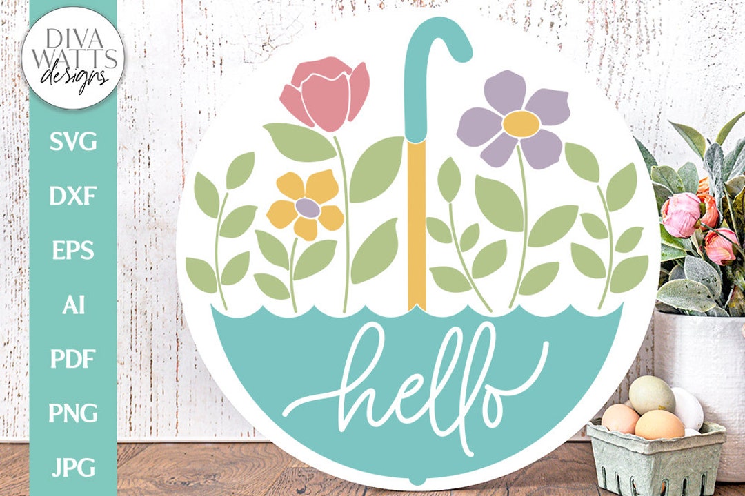 Hello SVG | Spring Umbrella Design - Etsy