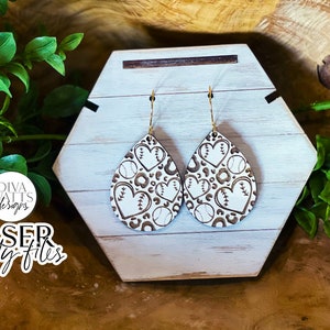 Baseball Leopard Print Drop Earrings Glowforge SVG | Sports Earring Design