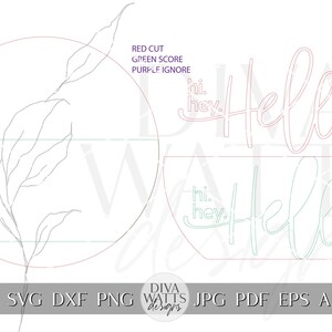 Hi Hey Hello Round Door Hanger SVG File, Laser Cut Design, Layered Wood ...