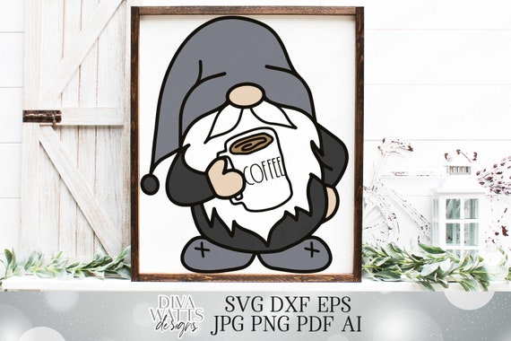 Download Farmhouse Coffee Gnome Svg 4 Versions Of Gnome Including Etsy