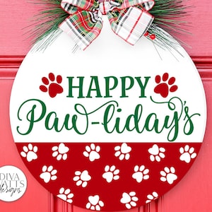 Happy Paw-liday's SVG | Christmas / Winter Round Design