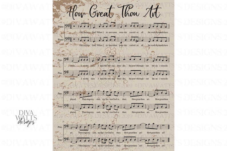 Printable How Great Thou Art Sheet Music Christian Hymn - Etsy