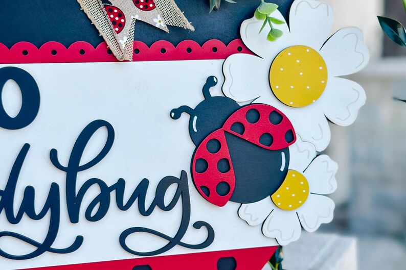 Hello Ladybug SVG, Ladybug Door Hanger Laser File, Spring Porch Decor ...