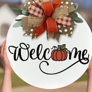 Welcome With Pumpkin SVG | Fall Design for Door Hanger