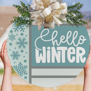 Hello Winter SVG Door Hanger SVG Winter Door Hanger svg Christmas Door Hanger svg Christmas Sign svg Winter Sign SVG Boho Winter svg