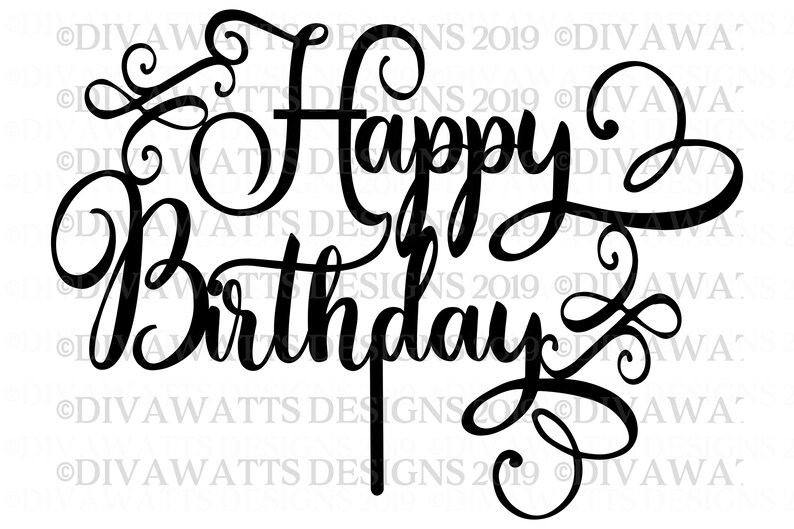 Download SVG Happy Birthday Cutting File Cake Topper Party | Etsy